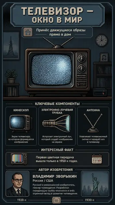 Television Invention Pixel Retro History Poster