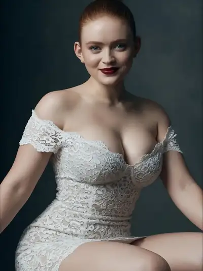 Elegant Studio Portrait of a Woman in Lace Dress