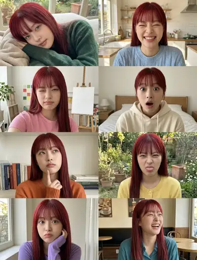 Playful Portrait Collage of a Red-Haired Woman