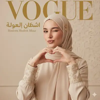 Vogue-Stil Magazincover mit Hijabi-Model