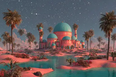 Cosmic Desert Oasis Art Prompt