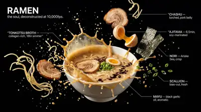 High-speed liquid explosion food photography of a hero dish