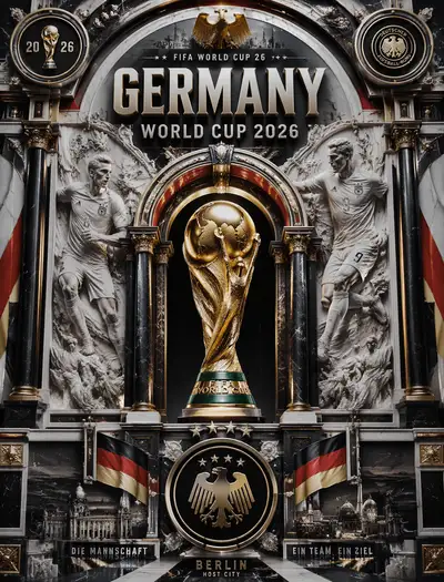 Germany World Cup 2026 baroque trophy poster with eagle emblem