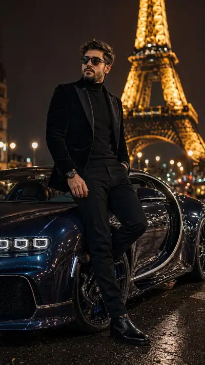 Cinematic Parisian Night Luxury Car Portrait