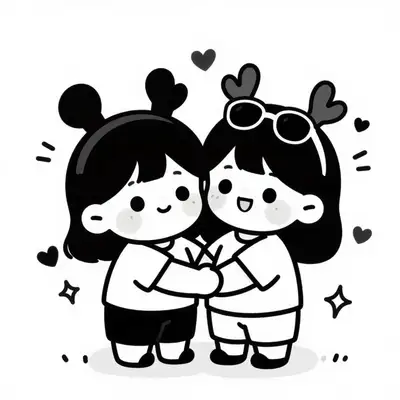 Cute chibi doodle transformation of a family photo