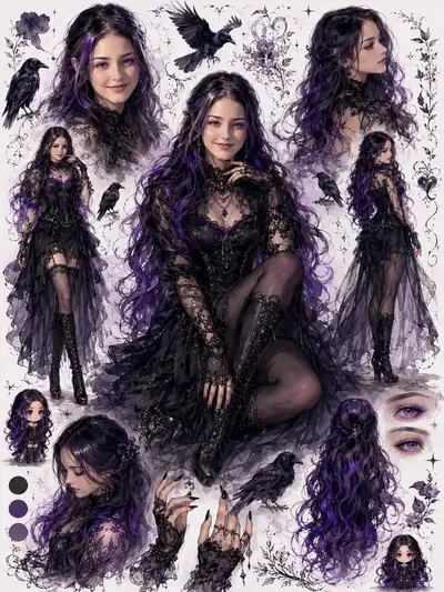Tablero de estado de ánimo de personaje de fantasía gótica