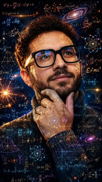 Cinematic Double Exposure Portrait with Scientific Equations