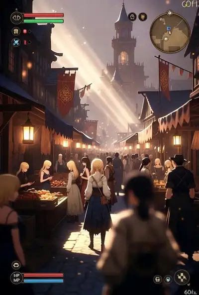 JRPG-Marktplatz-Gameplay-Videoprompt