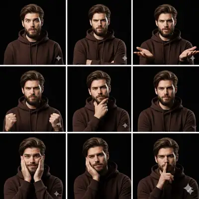 3x3 Grid of Character Expressions