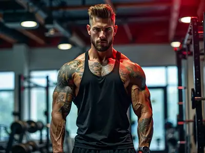 Muscular Influencer Gym Portrait Prompt