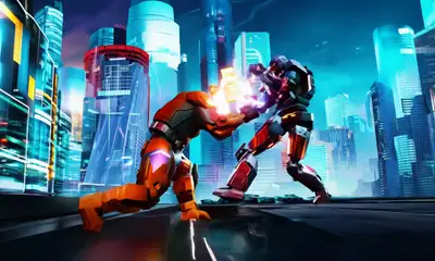 Mega Robot vs Mega Gorilla Battle Scene