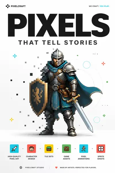 Pixelkunst-Spielestudio-Branding-Plakat