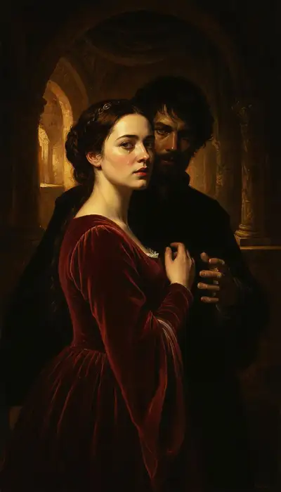 Portrait artistique en clair-obscur façon Rembrandt d'un couple