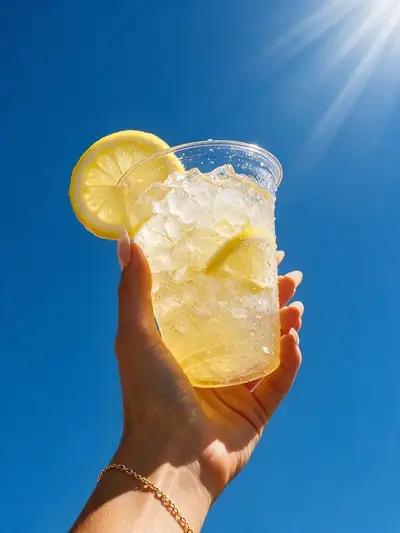 Foto de limonada de verano brillante contra el cielo azul