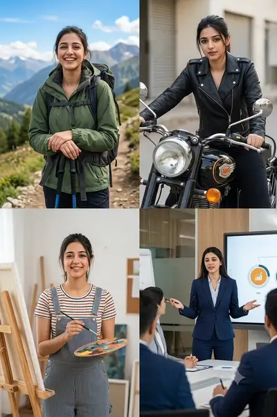Four-Scene Female Character Collage Prompt