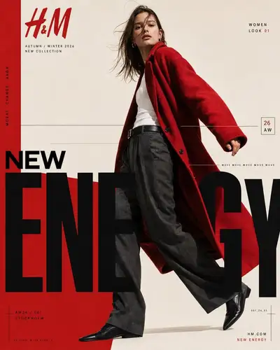 Póster de campaña de moda H&M Otoño Invierno 2026