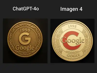 Google 1998 Commemorative Coin Photorealistic Prompt