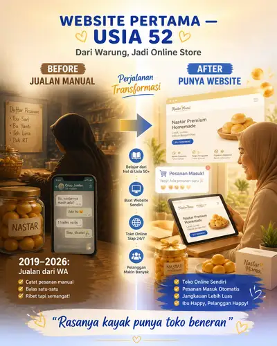 Mother's website success story transformation infographic prompt