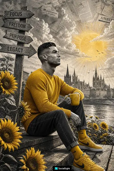 Golden Sunrise Editorial Portrait with Vintage Engraving