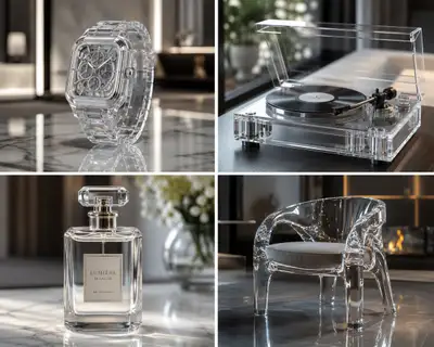 Luxurious transparent glass and acrylic product design