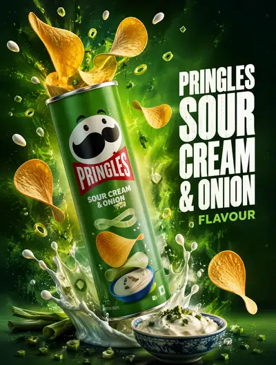 Premium Pringles Sour Cream and Onion advertising poster