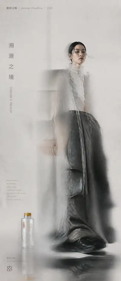 Cold Minimal Fashion Editorial Poster with Ghost Scan Blur Effect