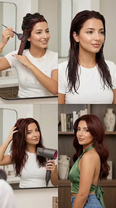 Hair Dye Transformation 2x2 Grid Prompt