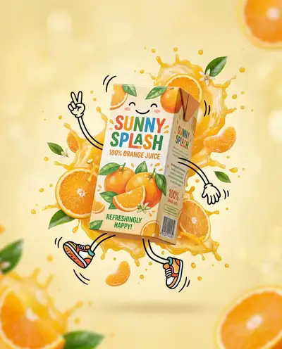 Playful Juice Carton Doodle Advertising Concept