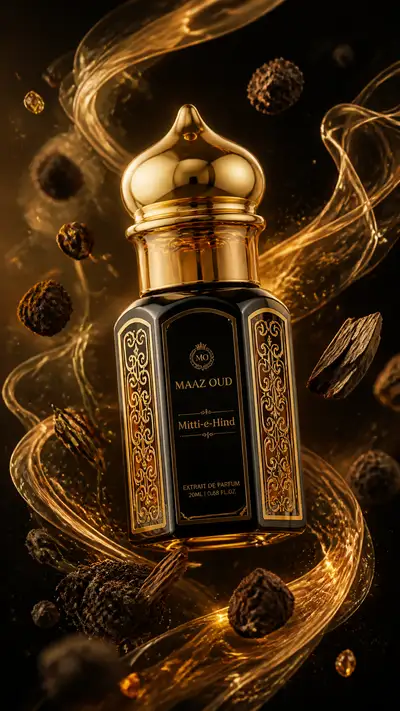 Luxury attar perfume bottle cinematic product shot