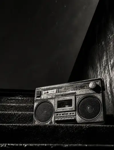 Vintage Boombox in Dramatic B&W