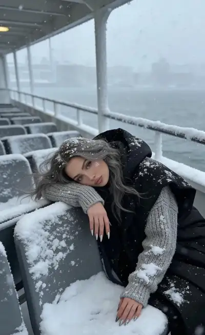 Cinematic Winter Ferry Scene