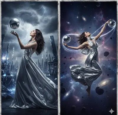 Celestial Woman Dual-Panel Cinematic Portrait