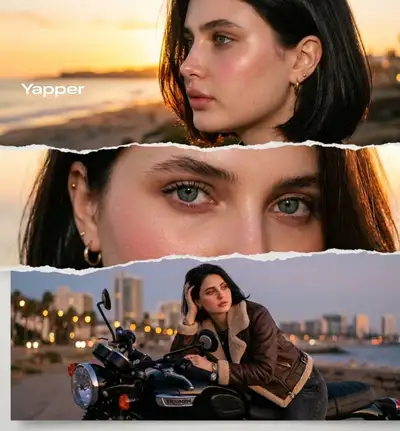 Cinematic 3-panel vintage motorcycle portrait