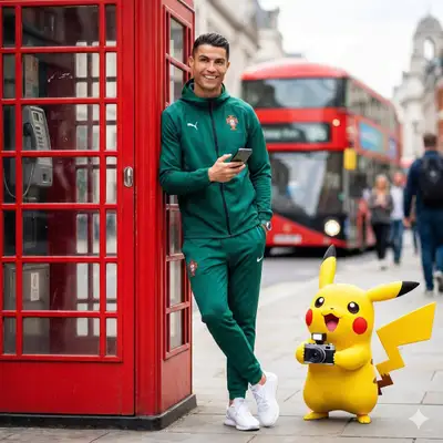 Tourist Photo with Pikachu at London Phone Booth