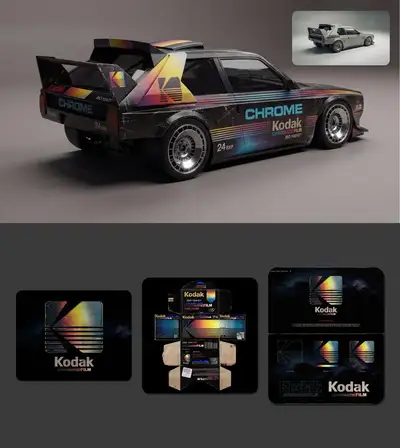Vintage Kodak Synthwave Car Branding Design