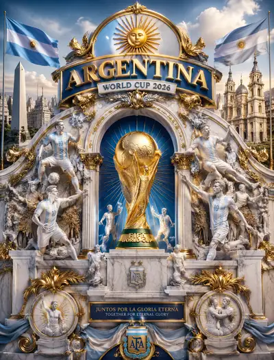 Argentina World Cup 2026 baroque trophy poster