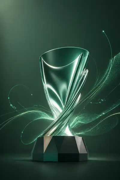 Abstract Glowing Digital Art Trophy Design
