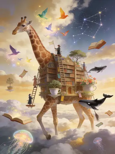Library Growing on a Giraffe