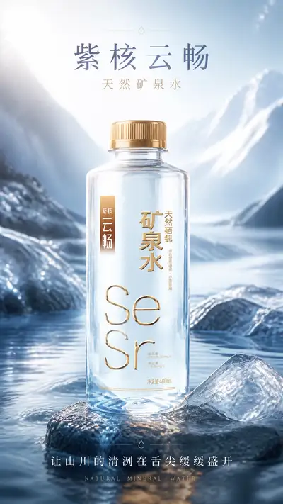 Premium Mineral Water Brand Visual Poster (Chinese Template)