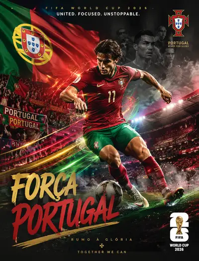 Portugal World Cup 2026 fan poster with winger skill move