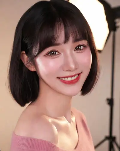 Radiant Studio Portrait of Smiling Woman