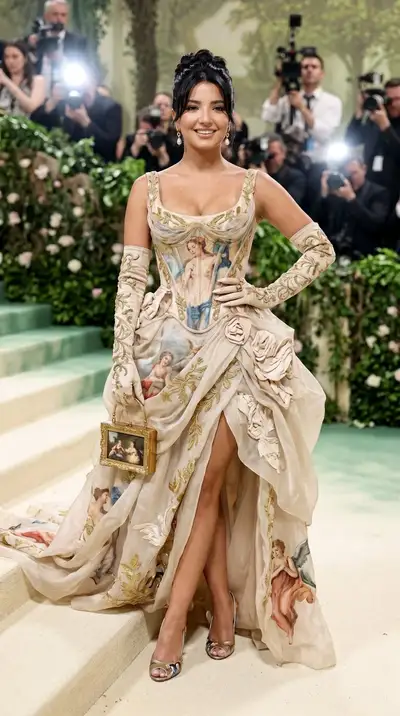 Portrait Ultra-Photoréaliste de Couture Renaissance au Met Gala