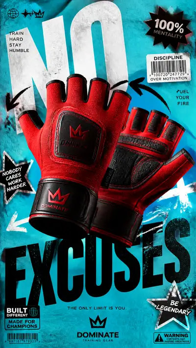 Póster Publicitario de Guantes de Entrenamiento Rojos para Fitness