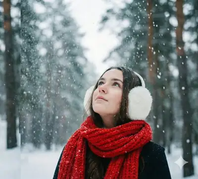 Cinematic Snowy Forest Portrait Triptych
