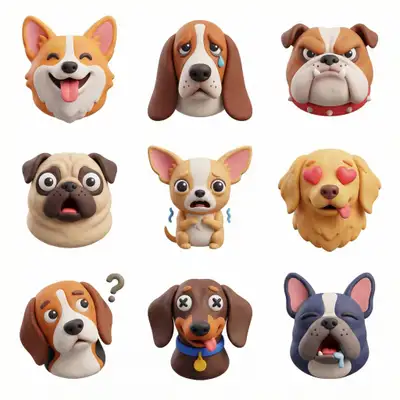 3x3 grid of colorful 3D icons for a themed collection