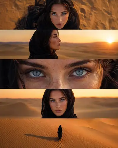 Five-Panel Desert Cloak Character Collage