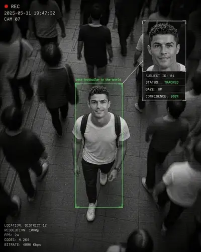 CCTV-Überwachungsstraßenszene mit Tracking-Overlay