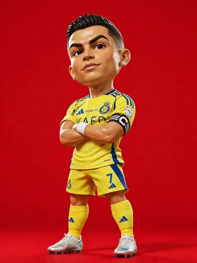 Chibi caricature 3D figurine of a football star