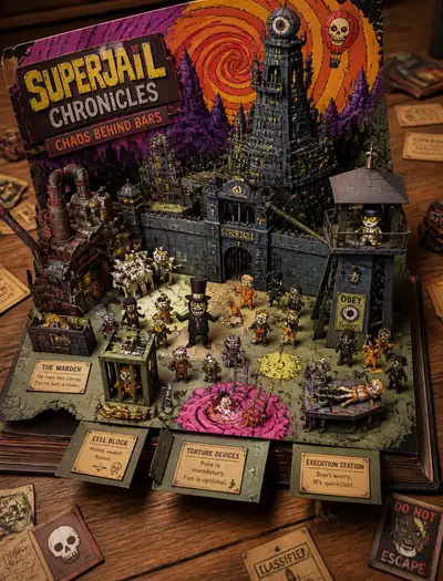 Superjail-Papercraft-Bilderbuch-Diorama