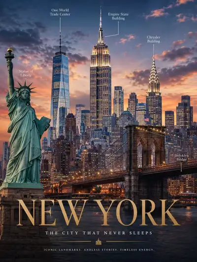 City Landmark Collage Poster Prompt